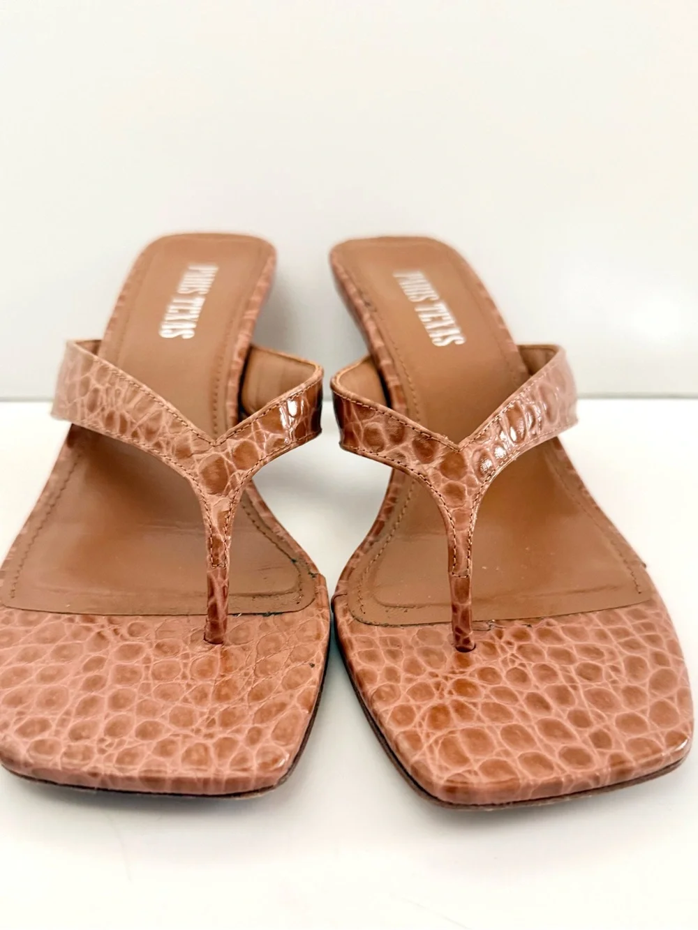Paris Texas Moc Croco Mule Sandals Flip Flop Embossed Leather Size 7